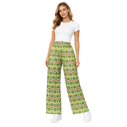 Pantaloni Donna Palazzo Vita Alta Elasticizzati Eleganti Casual