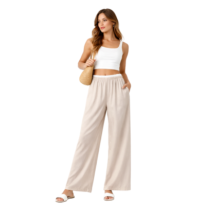 Pantaloni Palazzo Donna Vita Elasticizzata