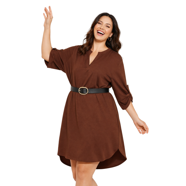 Vestito Tunica da Donna con Cintura – Abito Camicia Fit Morbido