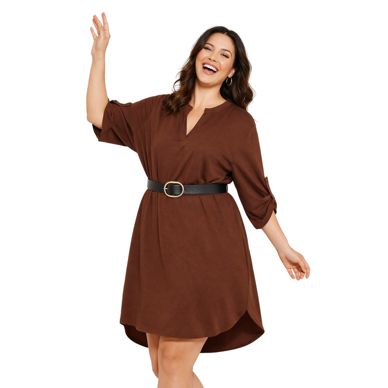 Vestito Tunica da Donna con Cintura – Abito Camicia Fit Morbido