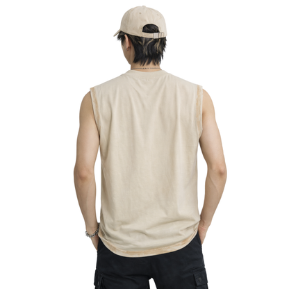 Canotta uomo stampa streetwear effetto distressed
