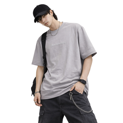 T-shirt Oversize Uomo Streetwear con Ricamo Minimal