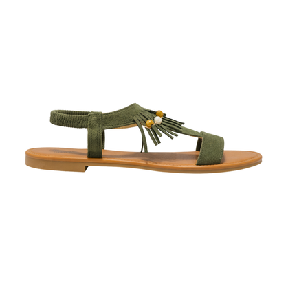Sandali Donna Frange con Perline – Sandalo Estivo Casual