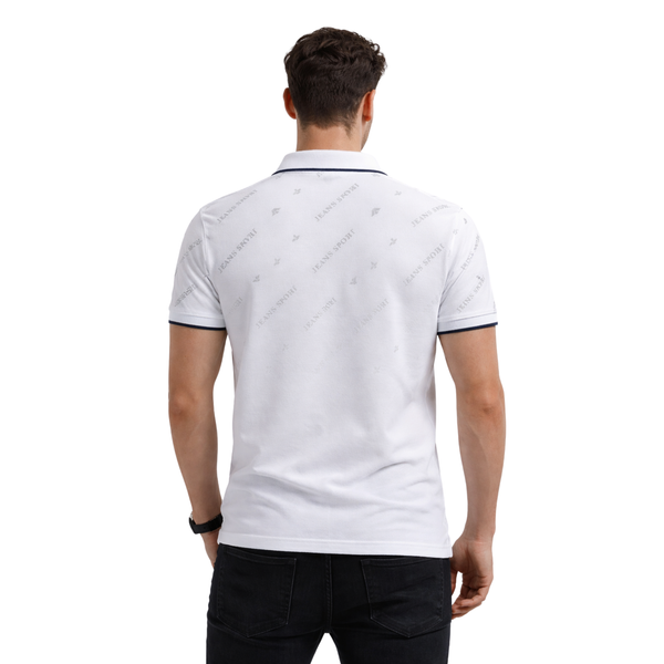 Polo Uomo Micro Piqué Elasticizzata con Stampa Allover
