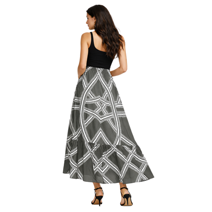 Gonna Lunga Geometrica Donna a Vita Elastica