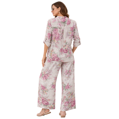 Completo Donna Floreale Casual con Pantalone Largo
