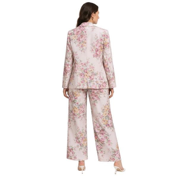 Completo Donna Floreale Elegante 2 Pezzi (Blazer + Pantalone)