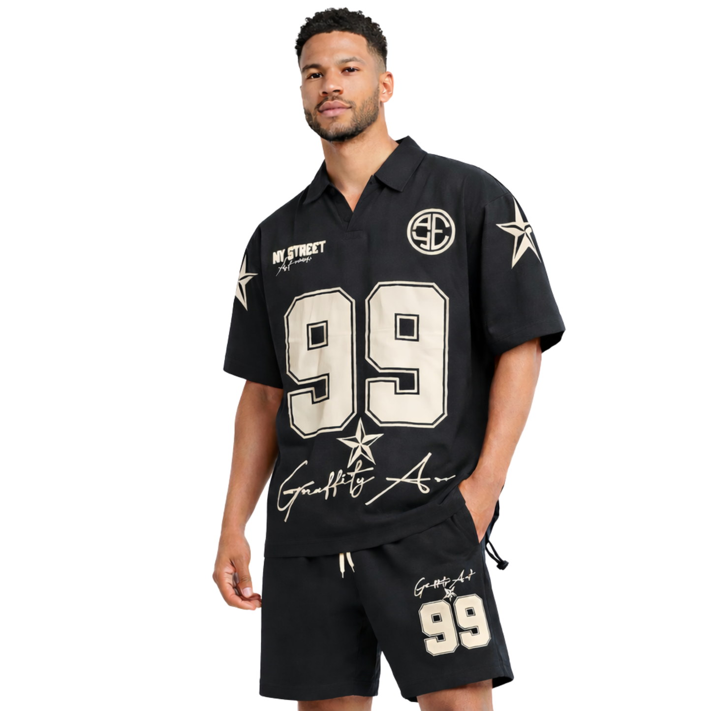 Completo Estivo Uomo Streetwear Set Maglia e Shorts Stile Grafico Casual