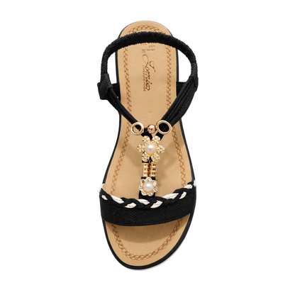 Sandali Donna Decorazione Gioiello con Perle – Suola Comfort Estiva