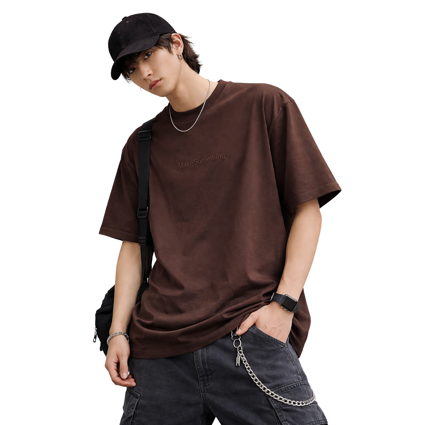 T-shirt Oversize Uomo Streetwear con Ricamo Minimal