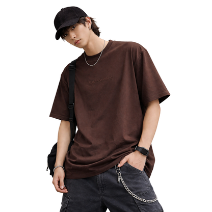 T-shirt Oversize Uomo Streetwear con Ricamo Minimal