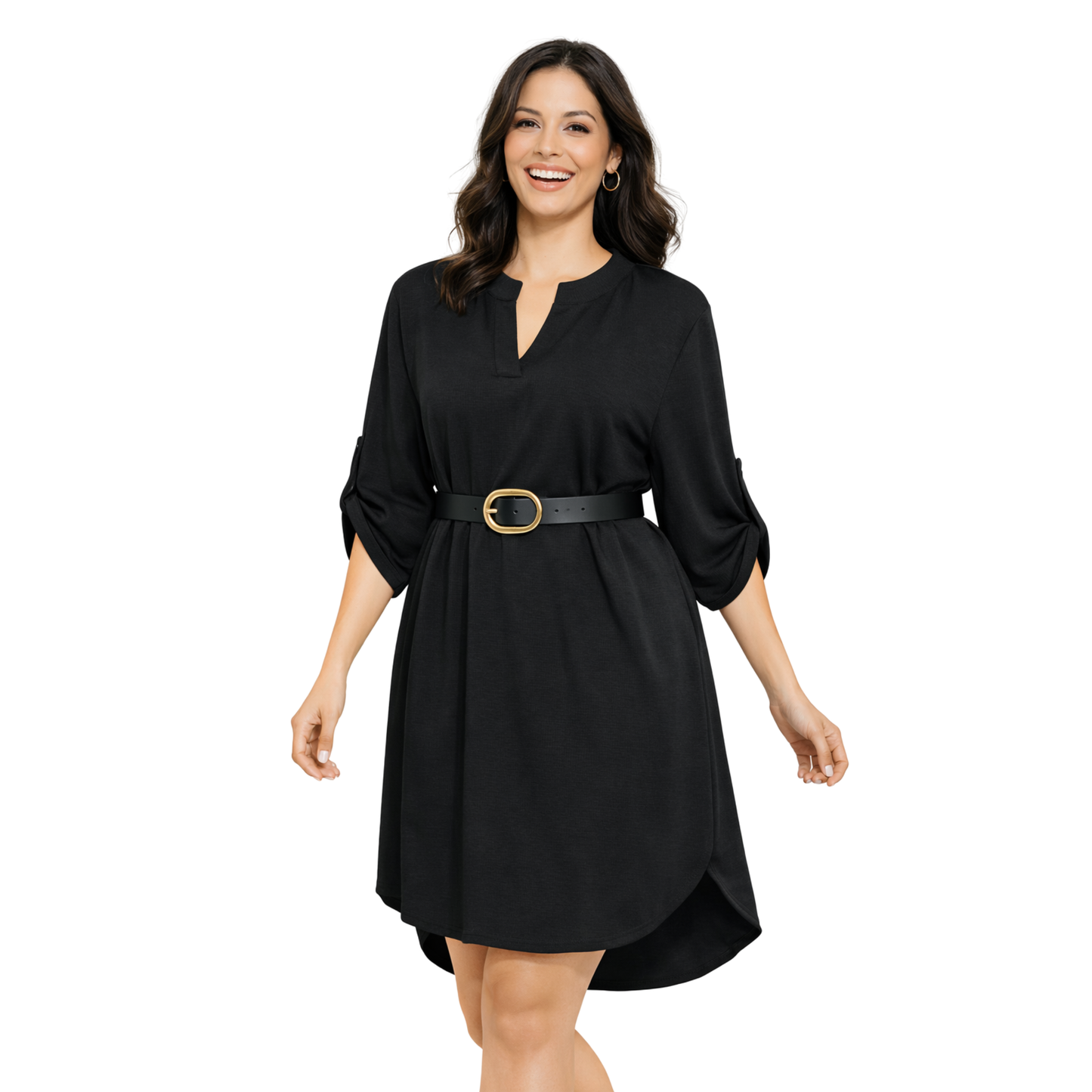 Vestito Tunica da Donna con Cintura – Abito Camicia Fit Morbido