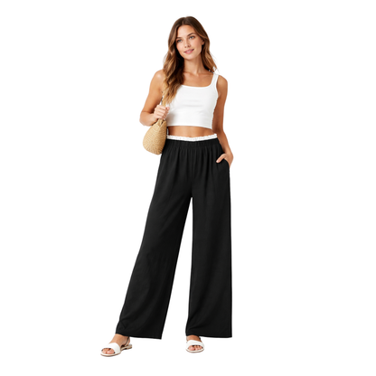 Pantaloni Palazzo Donna Vita Elasticizzata