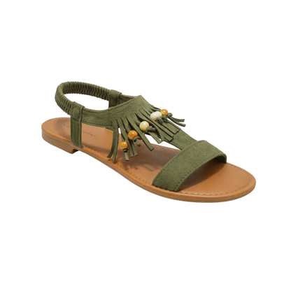 Sandali Donna Frange con Perline – Sandalo Estivo Casual