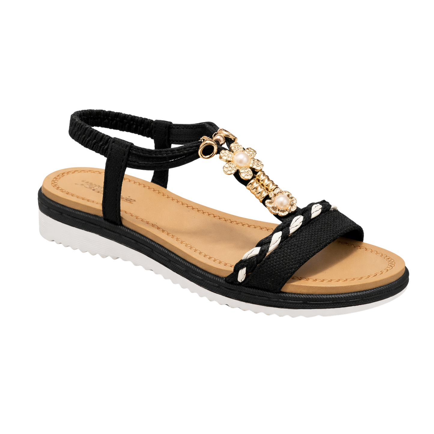 Sandali Donna Decorazione Gioiello con Perle – Suola Comfort Estiva
