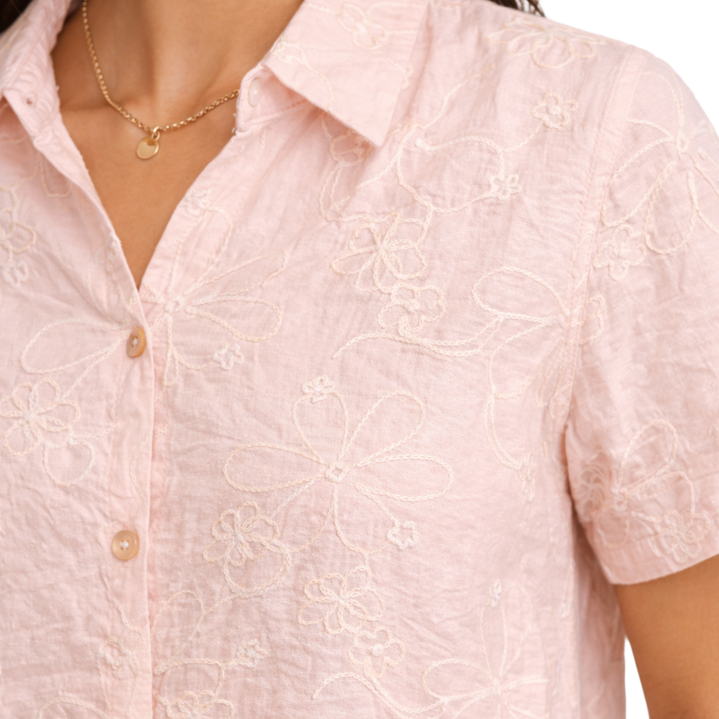 Completo Donna Estivo Elegante con Ricami Floreali – Camicia e Pantaloni
