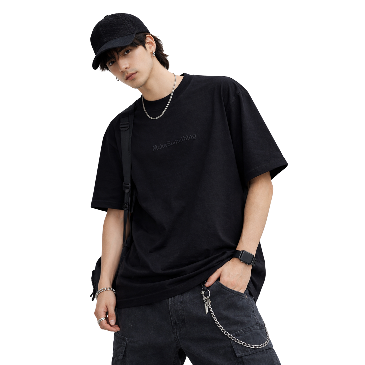 T-shirt Oversize Uomo Streetwear con Ricamo Minimal
