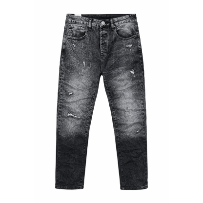 Jeans Uomo Nero Lavato con Strappi Slim Fit