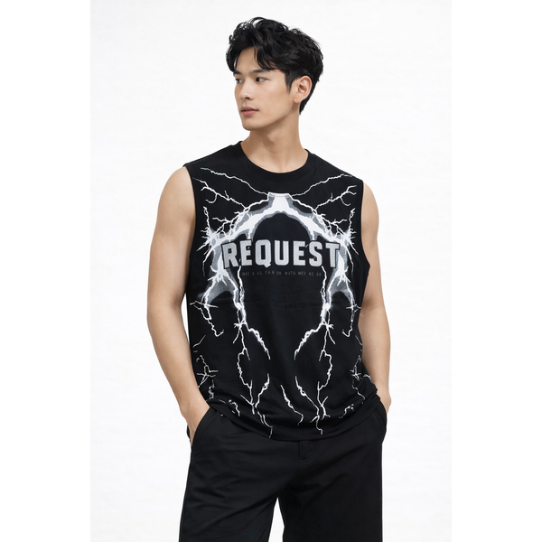 Canotta Uomo REQUEST Lightning – Tank Top Streetwear Estiva con Stampa Grafica