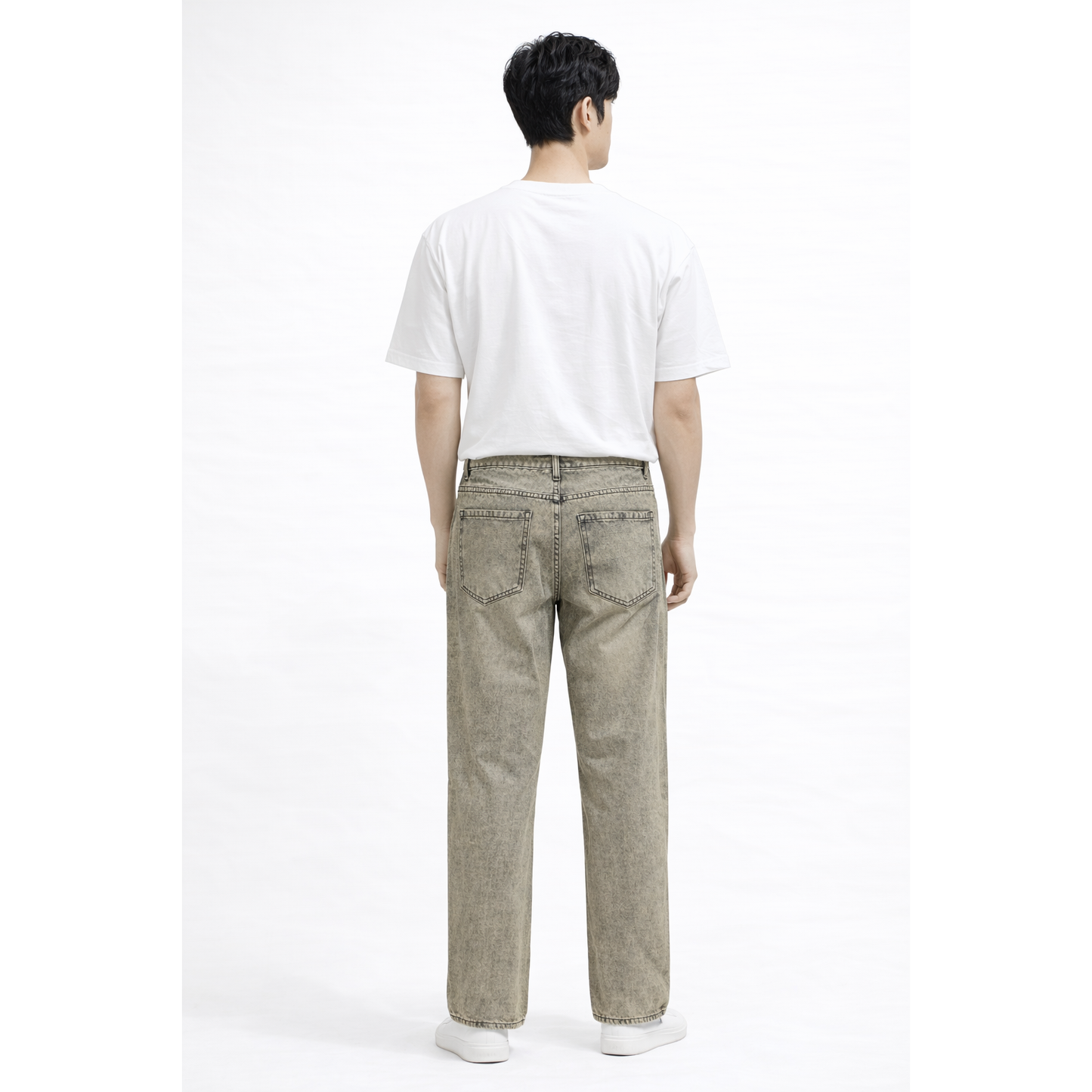 Jeans Uomo Acid Wash Beige – Straight Fit Vintage