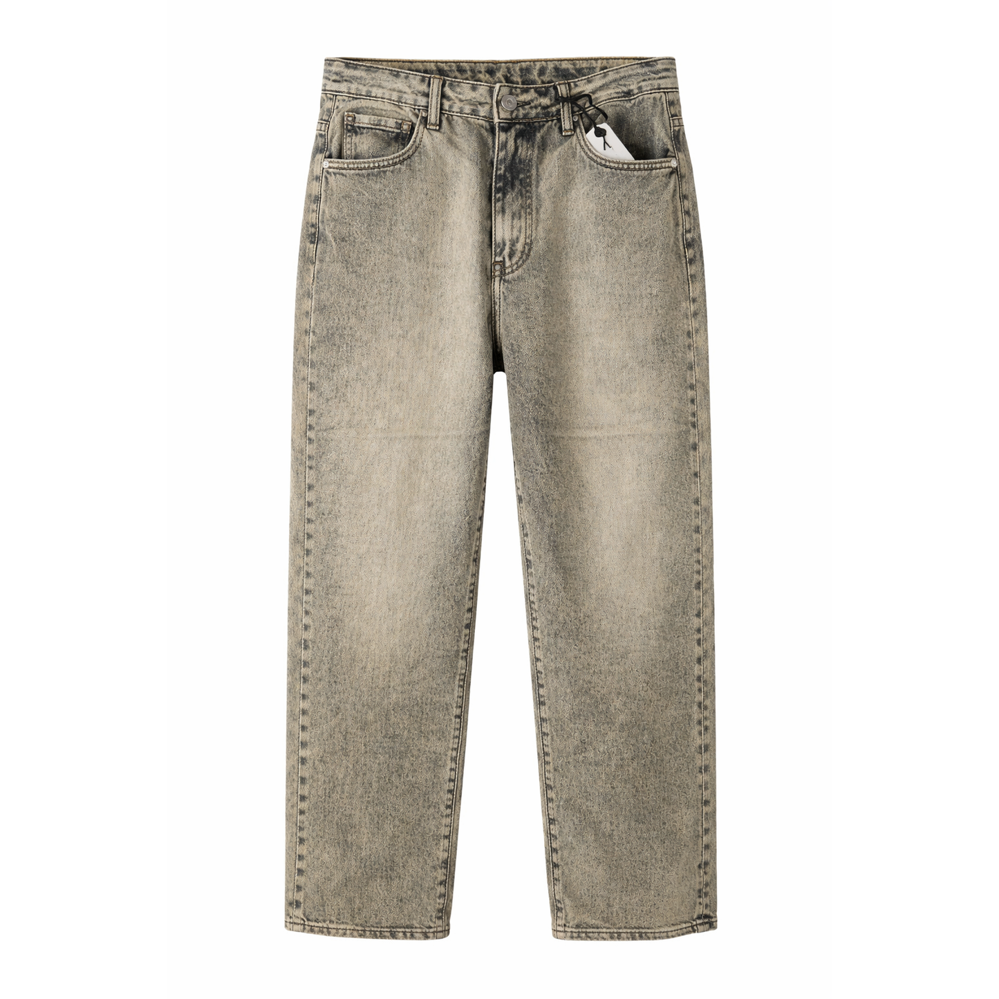Jeans Uomo Acid Wash Beige – Straight Fit Vintage