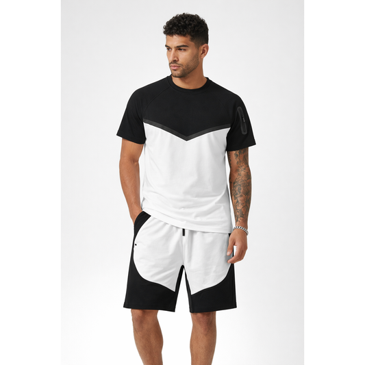 Completo Sportivo Uomo Bicolor Bianco/Nero