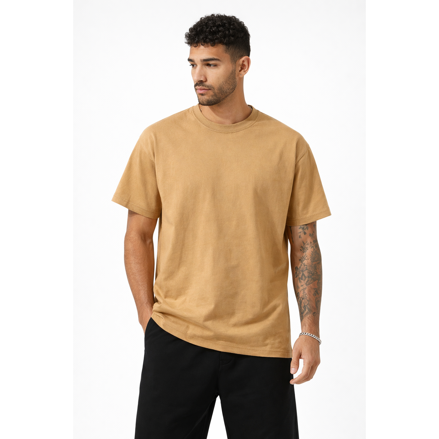 T-Shirt Uomo Basic Color Cammello