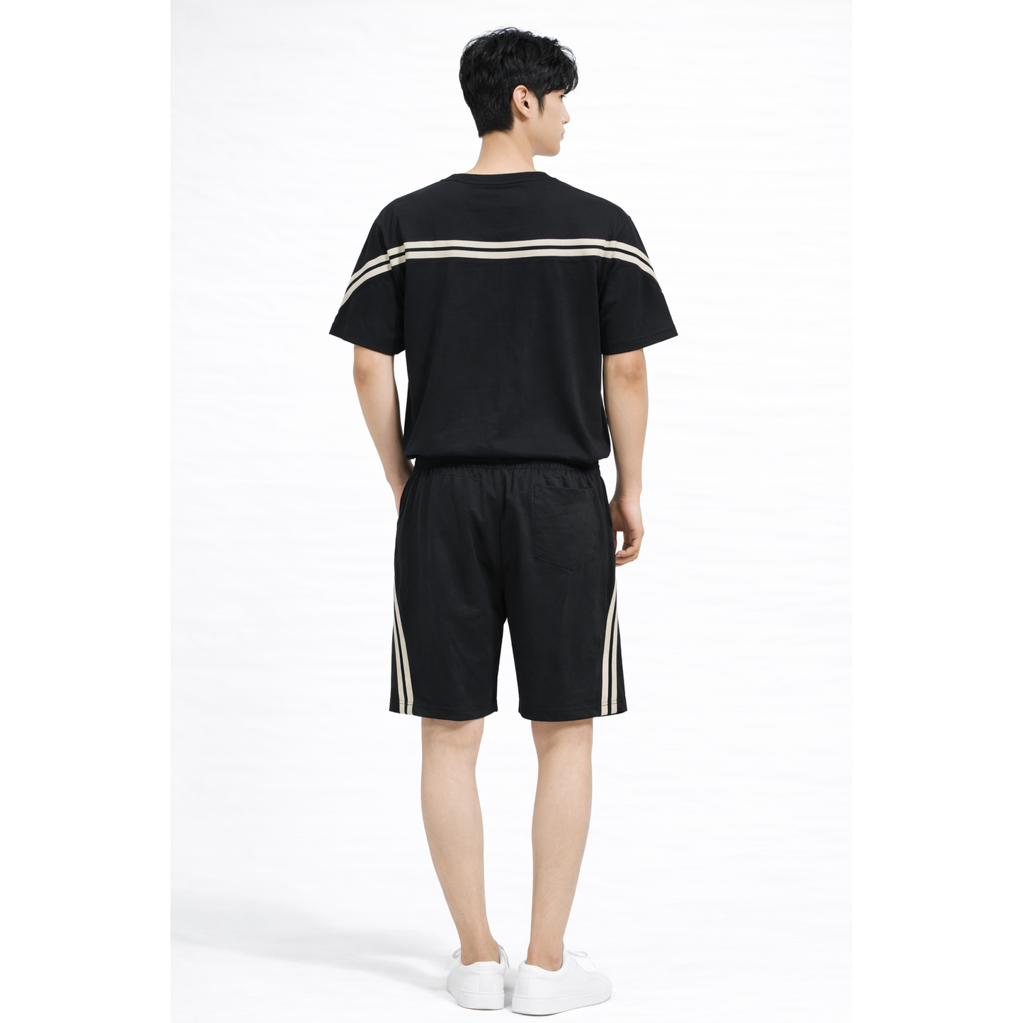 Completo Sportivo Uomo T-Shirt + Shorts con Bande Laterali