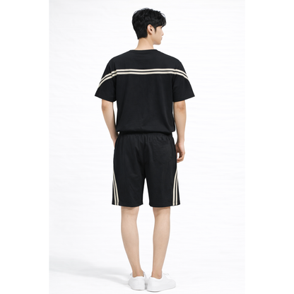 Completo Sportivo Uomo T-Shirt + Shorts con Bande Laterali
