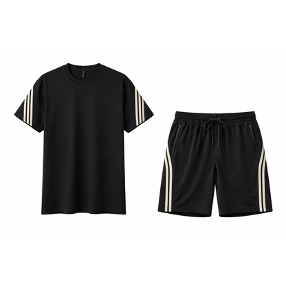 Completo Sportivo Uomo T-Shirt + Shorts con Bande Laterali
