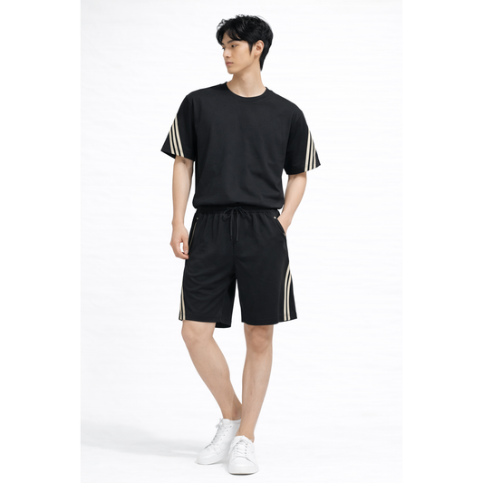 Completo Sportivo Uomo T-Shirt + Shorts con Bande Laterali