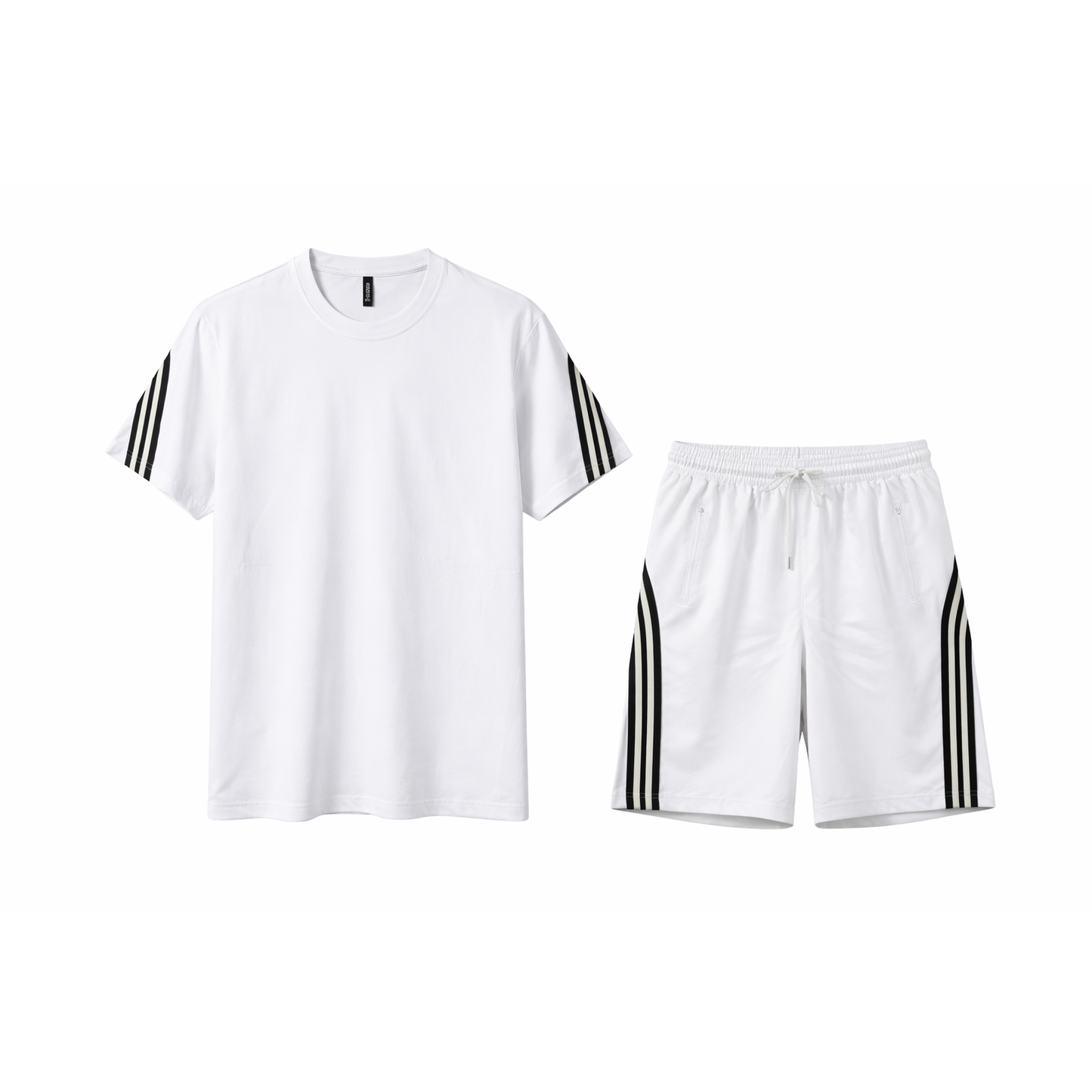 Completo Sportivo Uomo T-Shirt + Shorts con Bande Laterali