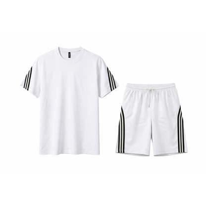 Completo Sportivo Uomo T-Shirt + Shorts con Bande Laterali