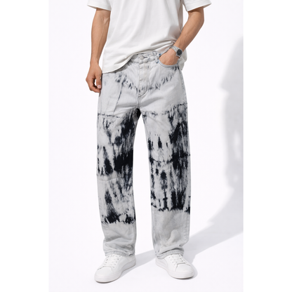 Jeans Tie-Dye Bianco & Nero Straight Fit