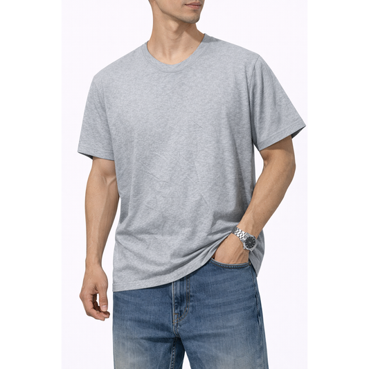 T-shirt Uomo Basic Grigia Cotone – Maglietta Casual Streetwear Comfort Fit