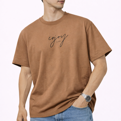 T-Shirt Uomo Minimal “Enjoy Life” – Maglietta Cotone Casual Streetwear Estiva