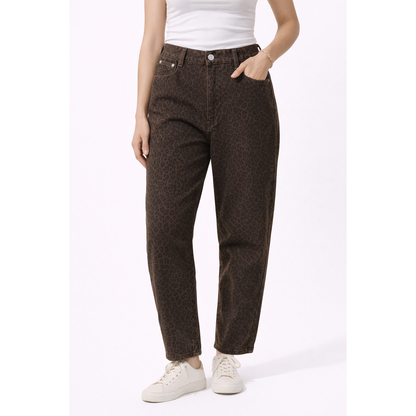 Jeans Donna Leopardati Push Up Vita Alta – Pantaloni Denim Trendy Animalier