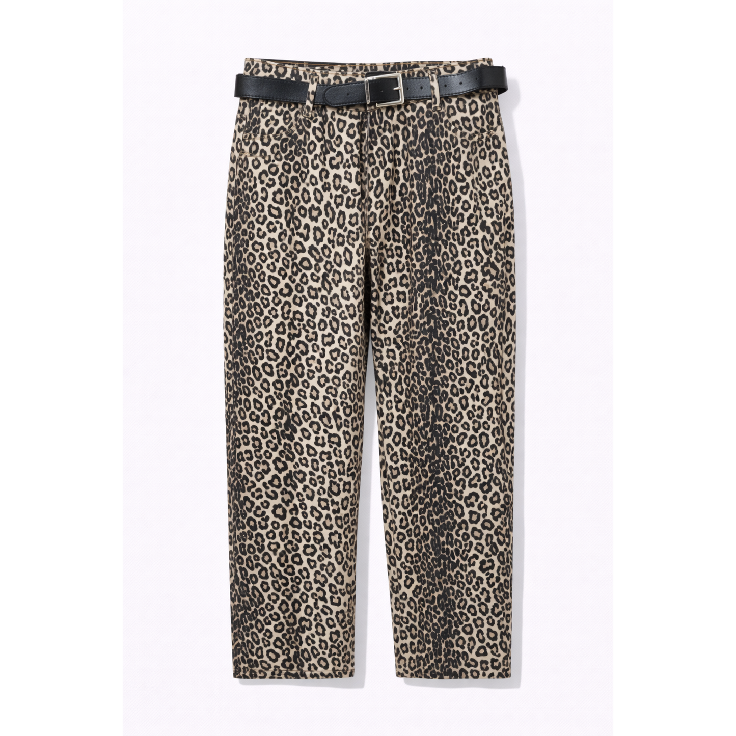 Jeans Donna Leopardati Vita Alta Wide Leg – Pantaloni Animalier Trendy Streetwear