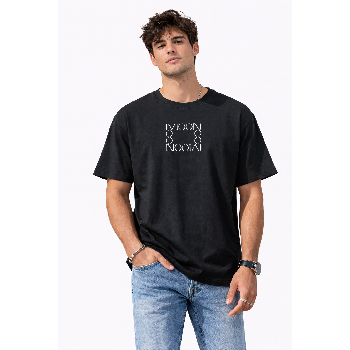 T-Shirt Uomo Oversize Minimal “Moon” – Cotone Premium Streetwear Estate
