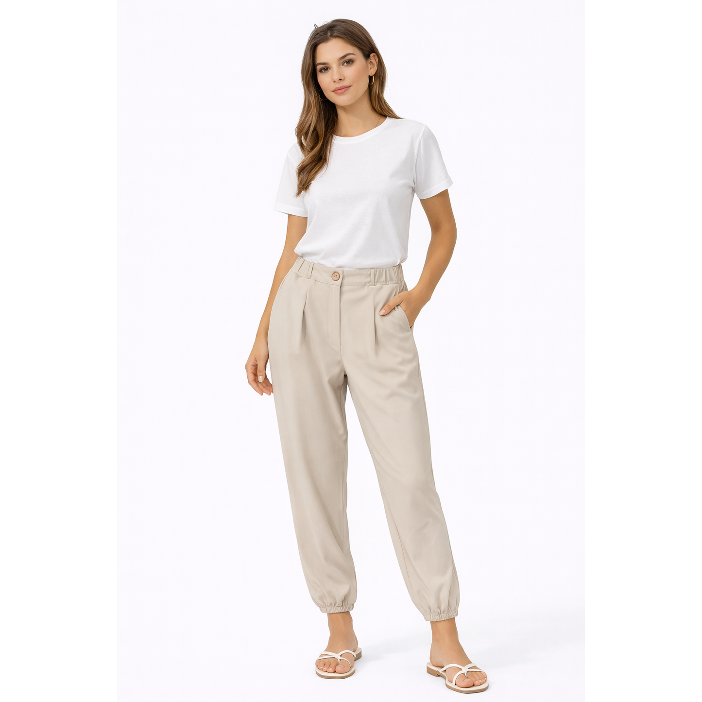 Pantaloni Jogger Eleganti Donna Vita Elasticizzata – Pantalone Casual Chic Primavera Estate