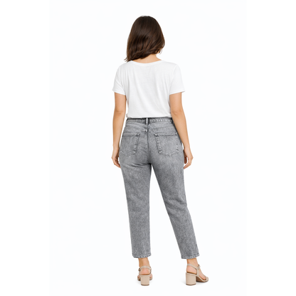 Jeans Donna Grigio Lavato Straight Fit Vita Alta – Denim Estivo Casual XS-L