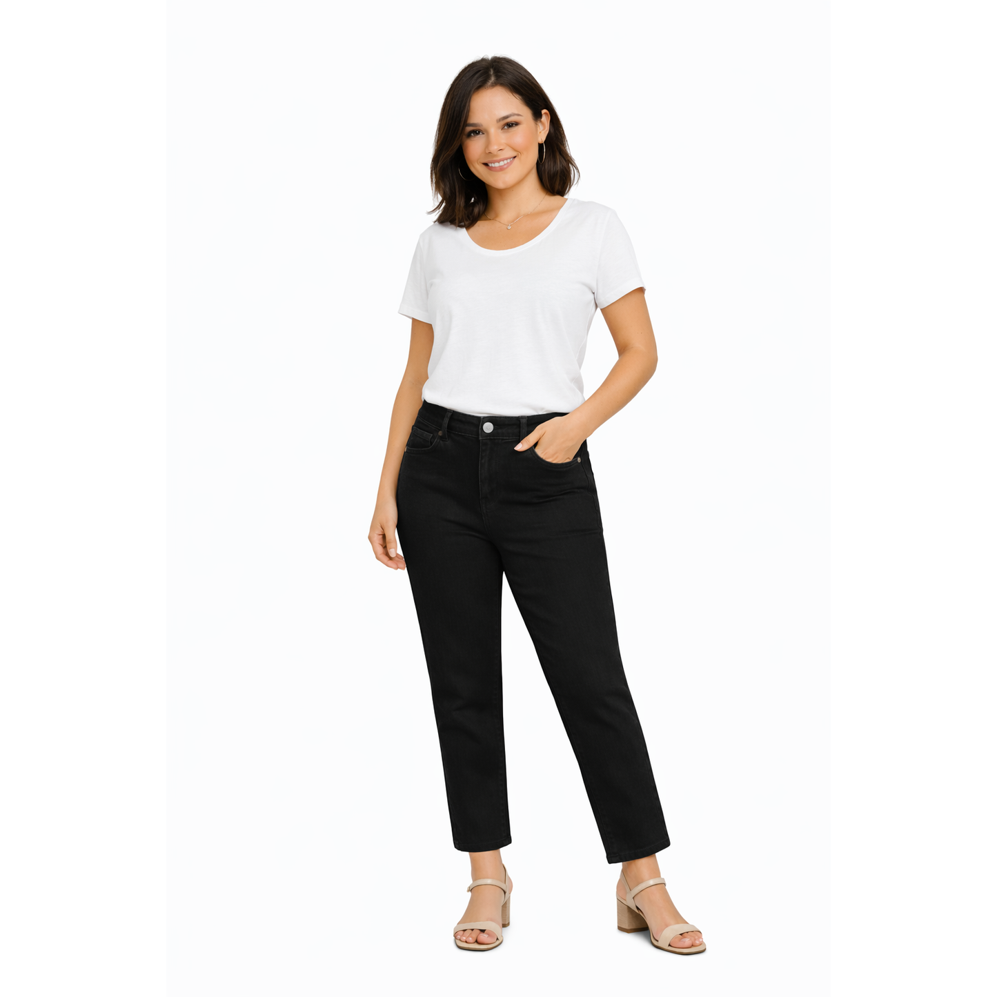 Jeans Donna Neri Mom Fit Vita Alta Elasticizzati – Taglie XS-XL