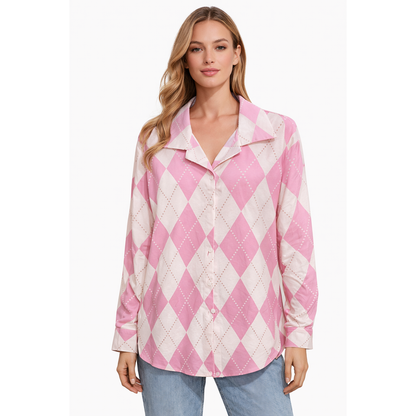 Camicia Donna Argyle Oversize Estiva – Casual Chic Leggera