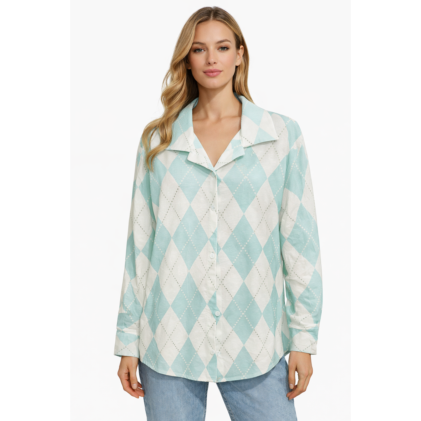 Camicia Donna Argyle Oversize Estiva – Casual Chic Leggera