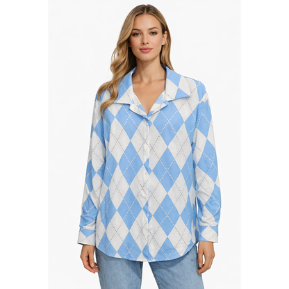 Camicia Donna Argyle Oversize Estiva – Casual Chic Leggera