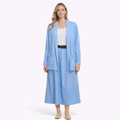 Completo Donna Cardigan e Gonna Midi con Micro Brillantini – Set Elegante Casual Estivo