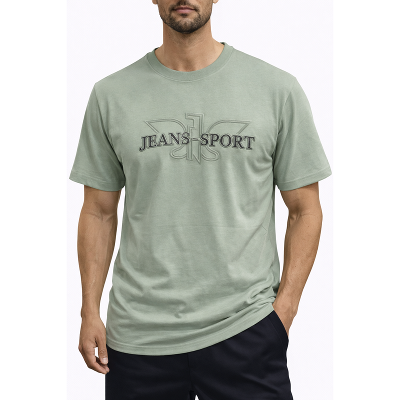 T-shirt uomo oversize con logo in rilievo tono su tono
