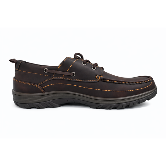 Scarpa Uomo Casual Marrone Effetto Pelle – Comfort Quotidiano con Suola Antiscivolo