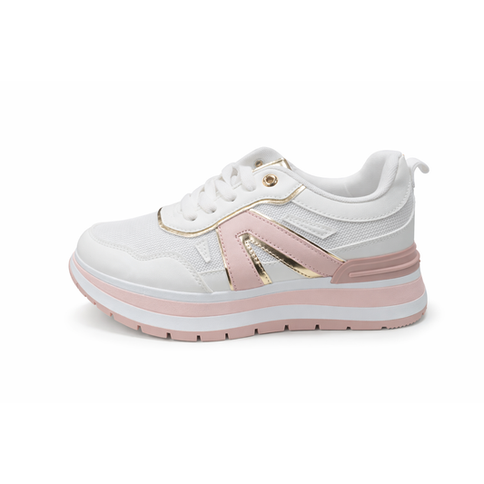 Sneakers Donna Platform Bianche – Scarpe Casual Moda con Suola Alta