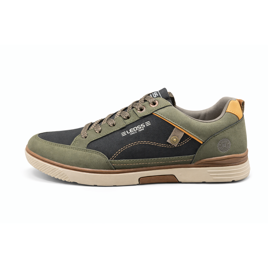 Sneakers Uomo Verdi LEOSS – Scarpe Casual Sportive con Suola Antiscivolo e Dettagli a Contrasto